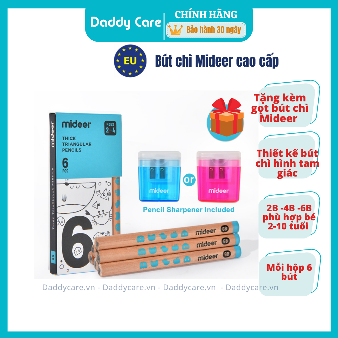 *TẶNG KÈM GỌT BÚT* Hộp Bút Chì Cao Cấp Thick Triangular Pencils Mideer, Đồ Chơi Giáo Dục Cho Bé