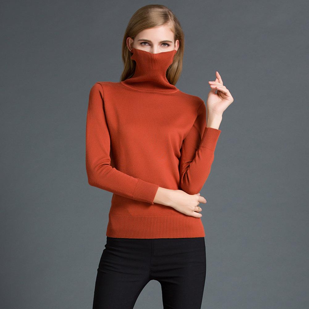 Fashion Winter Women Sweater Knitwear Turtle Neck Long Sleeves Ribbed Knitted Pullover Tops