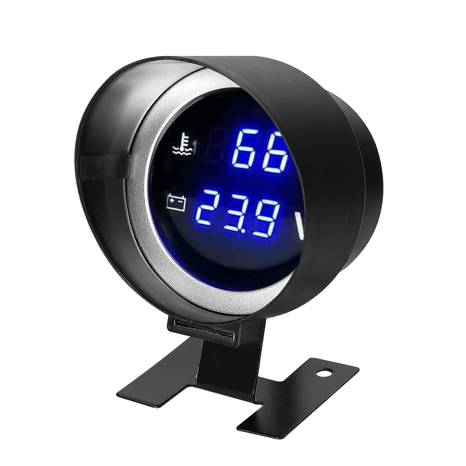 2 in 1 Universal Car Digital Gauge Water Temperature Voltage Gauge Voltmeter 9-36V with 1/8NPT Sensor for Car Truck SUV RV