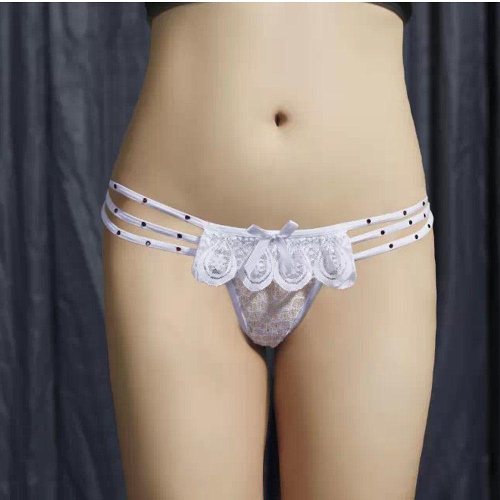 2-4pack Sexy Women Lace Underwear G-String T Thongs Intimates Briefs White