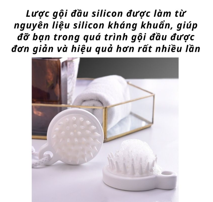 Lược Gội Đầu Silicone Nhật Bản Masage Đầu Giảm Stress Rụng Tóc, Bàn Chải Gội Đầu Làm Sạch Da Đầu, Kích Thích Mọc Tóc GD728-LuocMuji