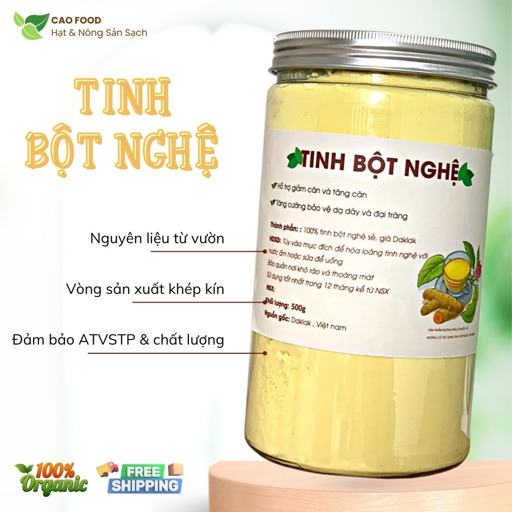 [500GR] Tinh Bột Nghệ CAO FOOD nguyên chất từ 100% nghệ sẻ già Đaklak