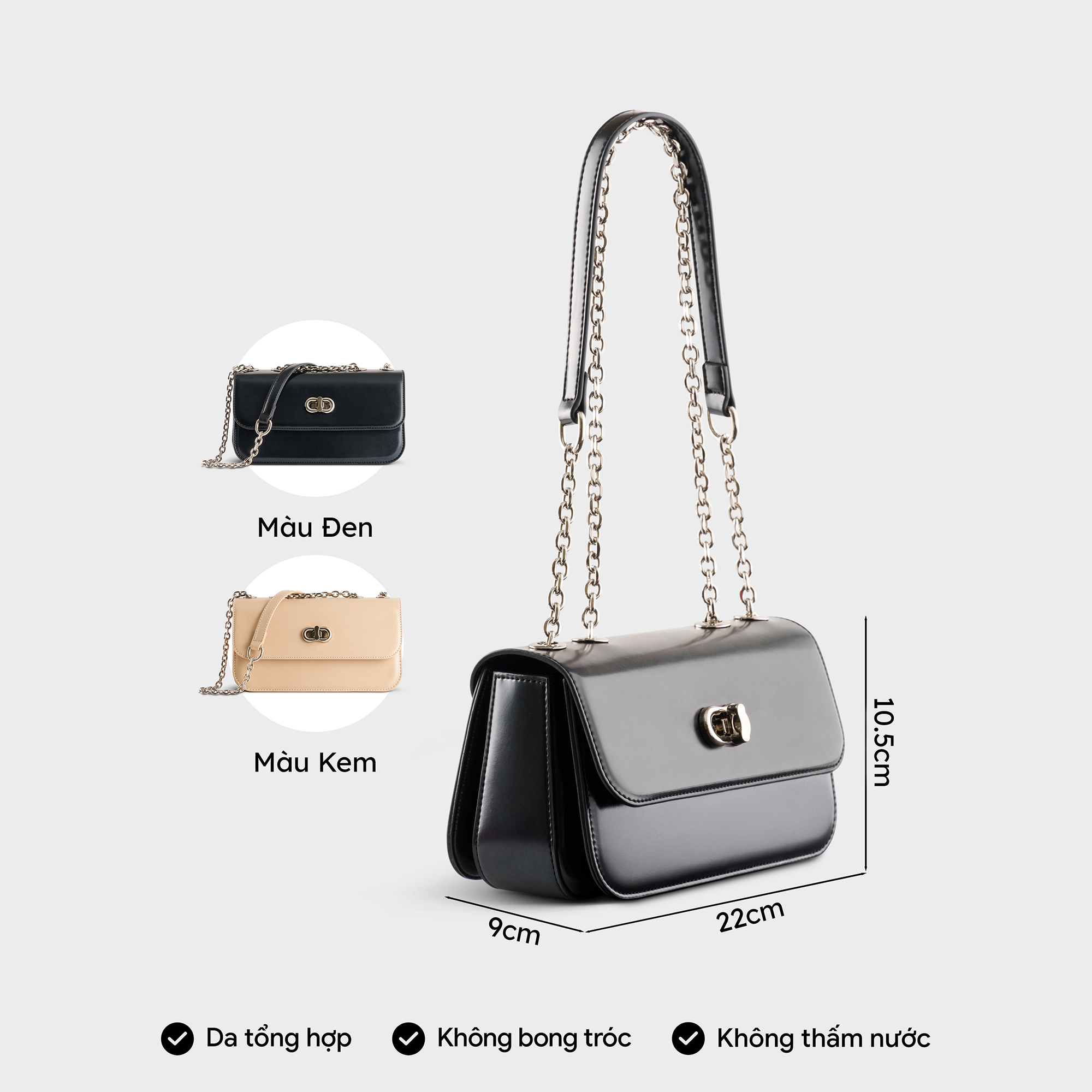 Túi Yuumy ( Thời trang nữ phối khóa xoay size 22 - Túi đeo chéo da Smooth YN254 )