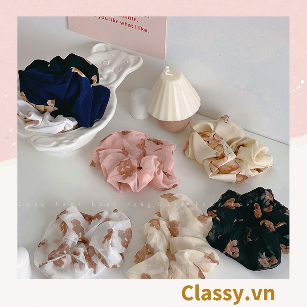 Dây cột tóc Classy họa tiết chú gấu siêu êm siêu bền PK1370