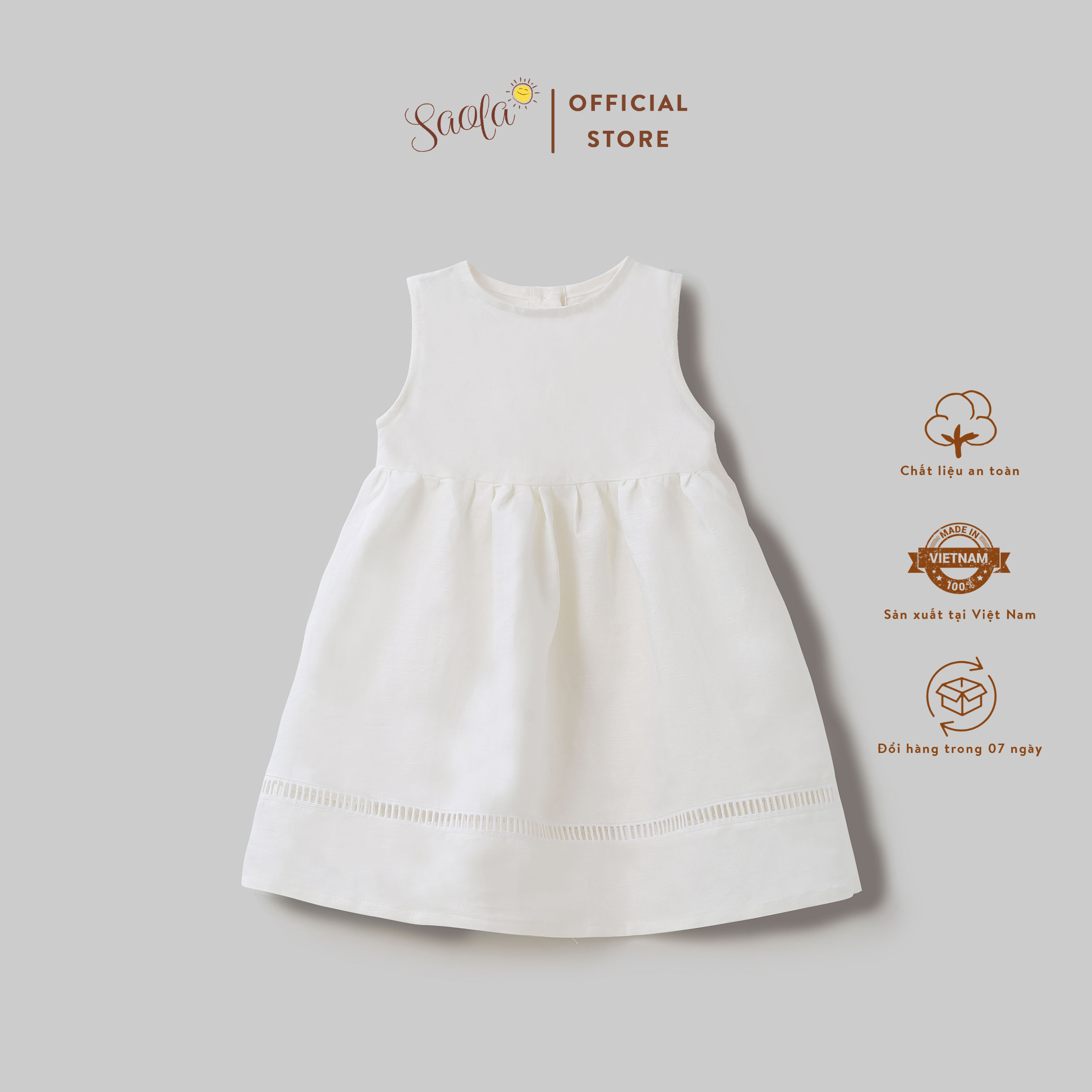Đầm/ Váy Bé Gái Chất Liệu Linen Cao Cấp Phối Ren Xinh Xắn - GRACIE DRESS - DRL013 - SAOLA KIDS CLOTHING