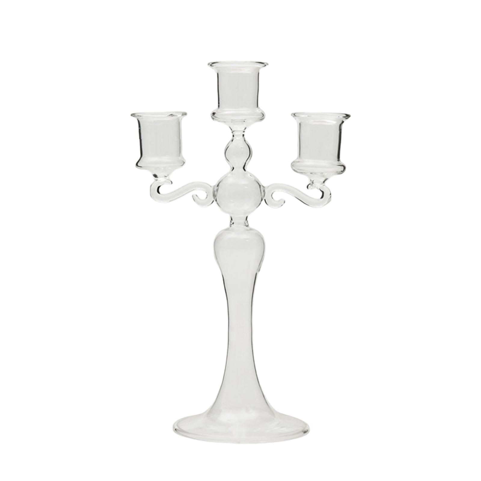 Glass Candle Holder Glass Candlestick for Mantel Dining Room Spring Festival