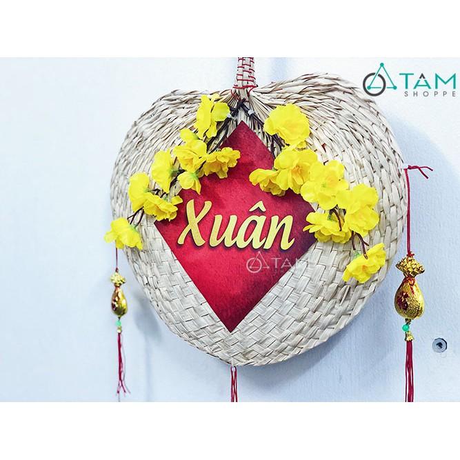 Vòng hoa treo cửa Tết Handmade quạt nan số 17