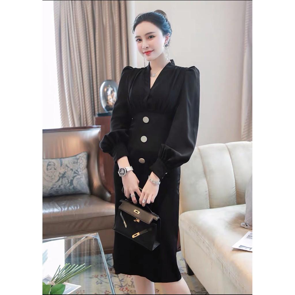 ĐẦM ÔM ĐEN TAY PHỒNG SANG TRỌNG