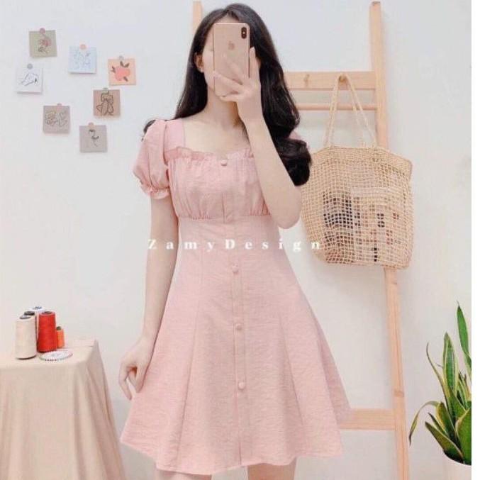 Váy Đũi Xinh Dáng Xoè Xếp Ly Ngực