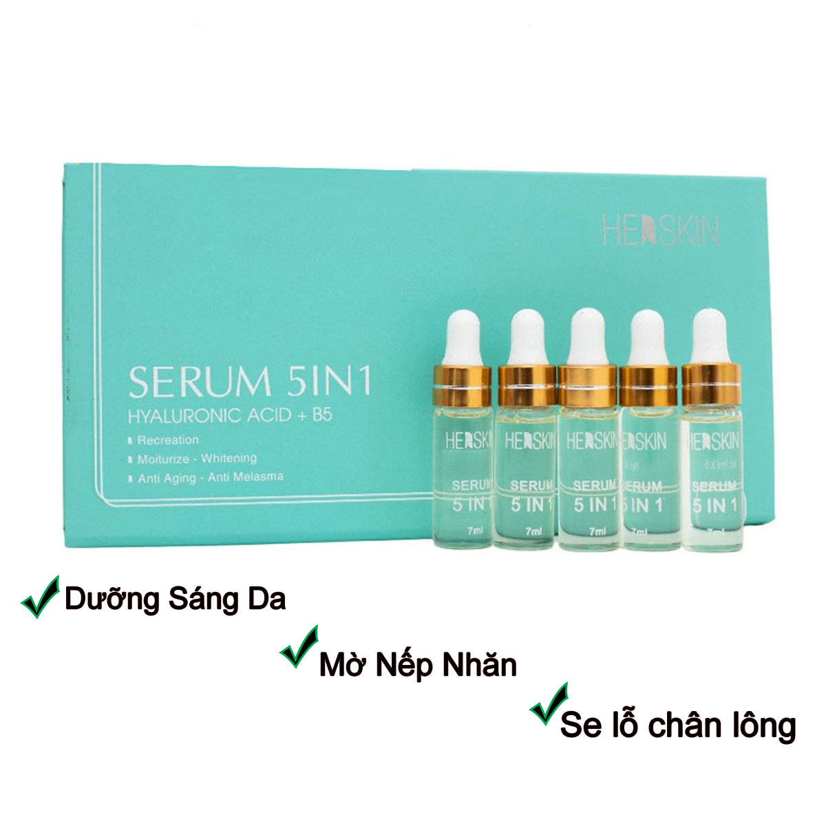 Bộ 5 Chai Serum 5in1 Herskin Tái Sinh Làn Da, Căng Bóng, Trắng Sáng Tự Nhiên