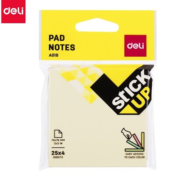 Giấy nhớ màu 3*3 Deli EA01802 (4 màu/tập)