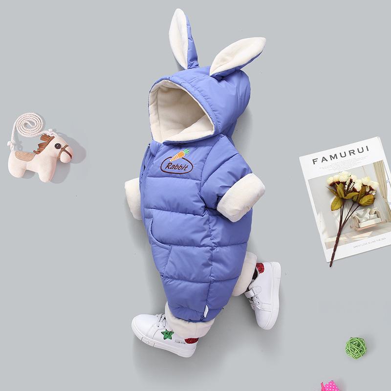 OLEKID 2021 Mùa Đông Cho Bé Rompers Plus Nhung Ấm Cho Bé Gái Snowsuit Hoạt Hình Thỏ Con Bé Trai Liền Quần Cho Bé Áo Liền Quần Quần Áo