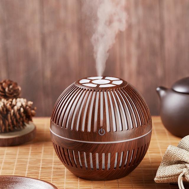 130ml Wood Grain Air Humidifier USB Rechargeable Humidifier Essential Aroma Oil Diffuser Ultrasonic Mini Mist Maker LED Ligh