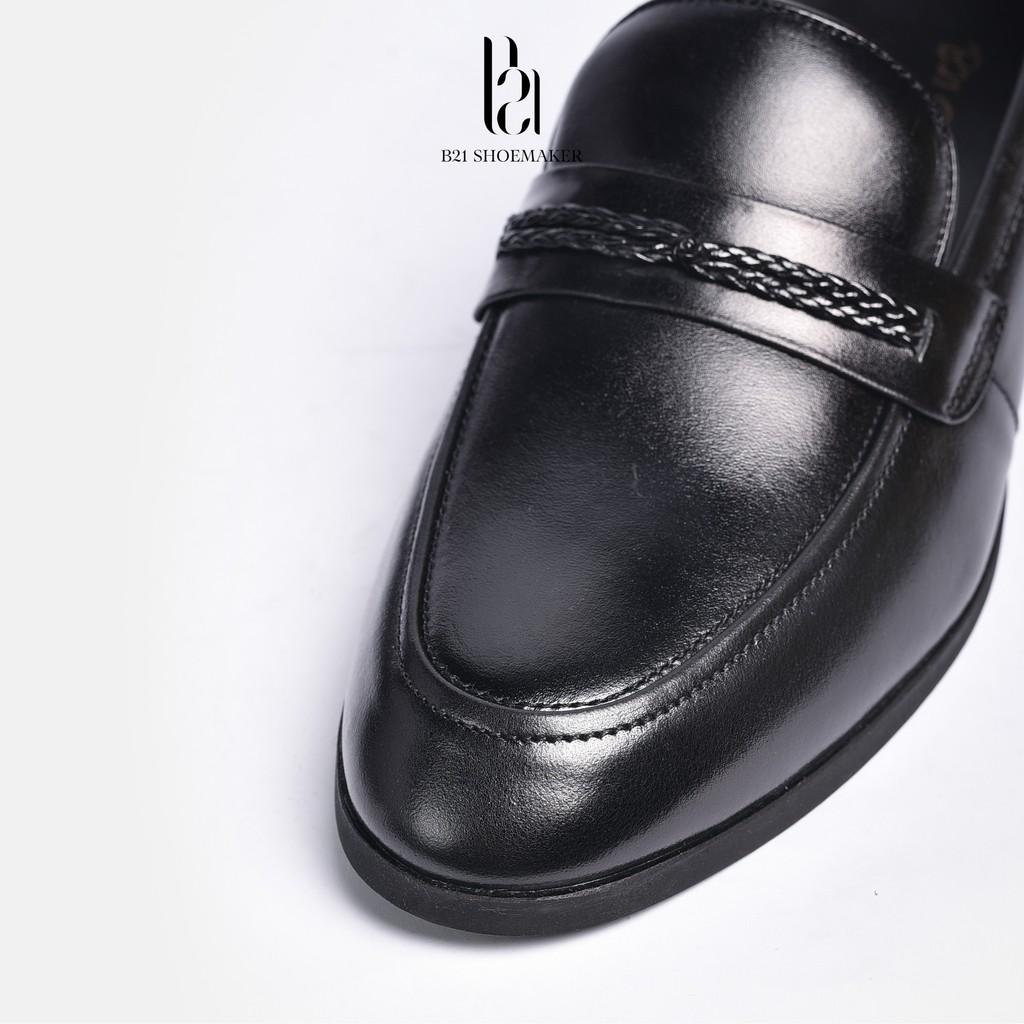 Giày Lười Loafer Nam Da Bò Công Sở Đế Cao Su Tăng Chiều Cao Êm Chân Phong Cách Lịch Lãm Retro Full Box - B21 Shoemaker