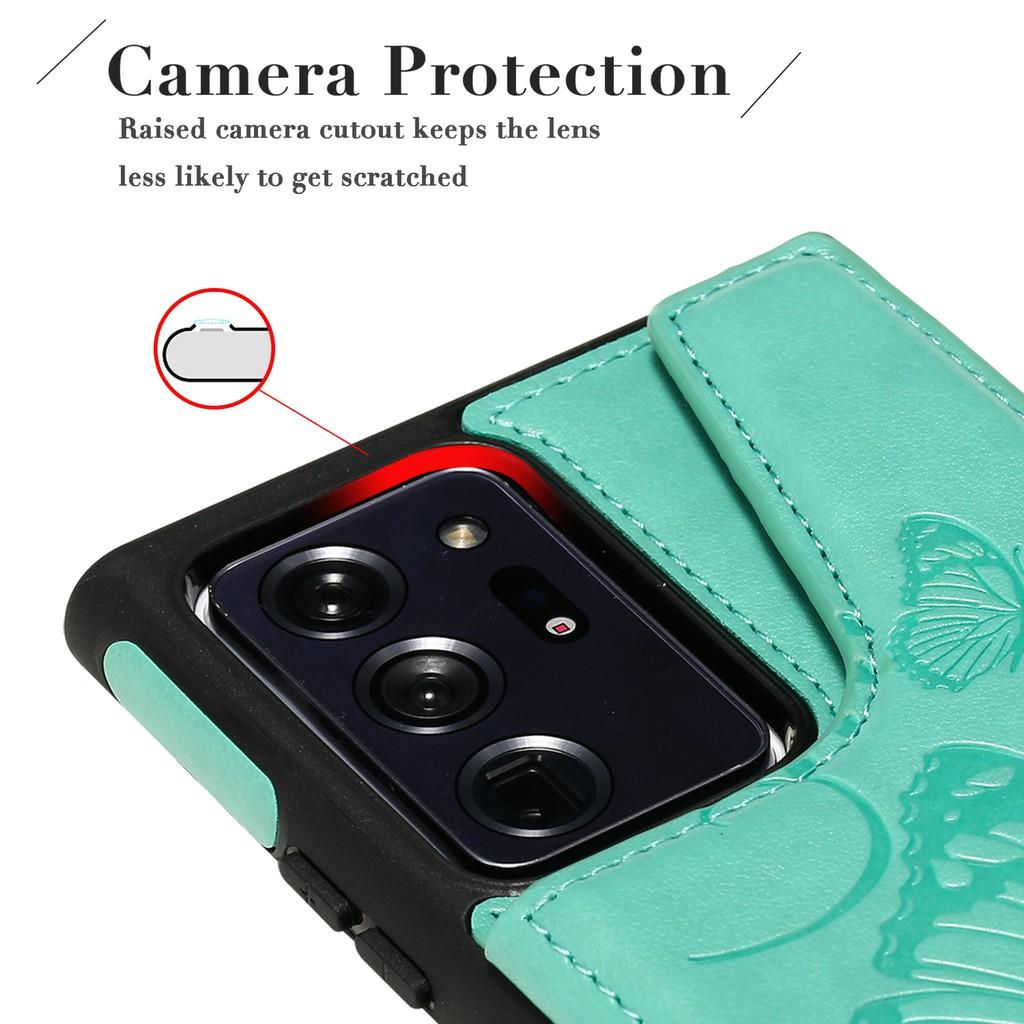 Bao Da Nắp Gập Có Ngăn Đựng Thẻ In Hình Bướm 3d Cho Samsung Galaxy Note20 Ultra S20 Ultra S20 + S20 Plus