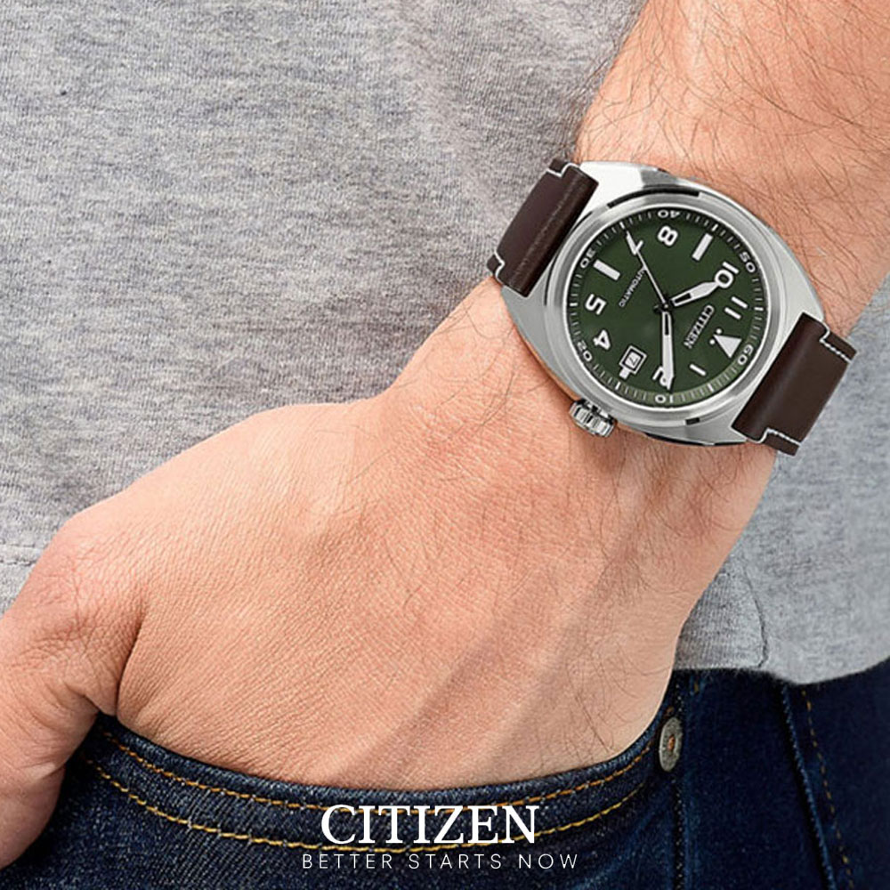 Đồng Hồ Nam Citizen Dây Da NJ0100-38X - Mặt Xanh