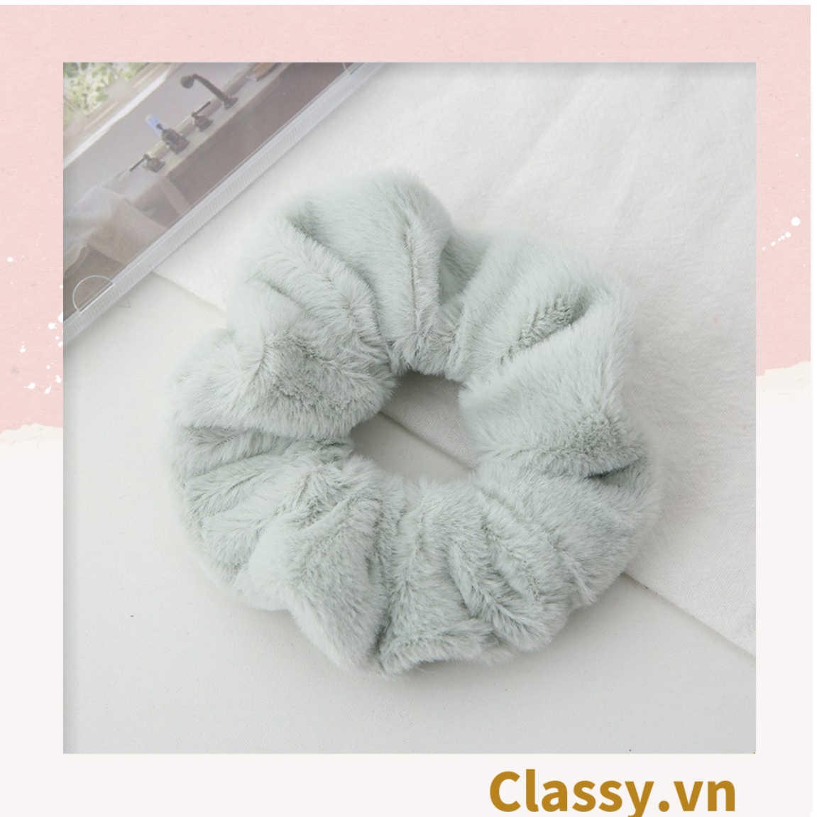 Cột tóc, Dây buộc tóc Classy , Scrunchies Vải Lông Mềm Đẹp trơn màu pastel nhã nhặn thanh lịch PK1678