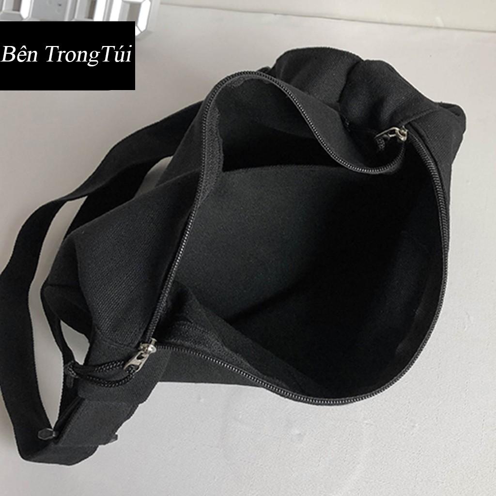 TÚI TOTE ĐEO CHÉO BÁN NGUYỆT VẢI CANVAS PHONG CÁCH ULZZANG ĐỂ SÁCH A4 DC03