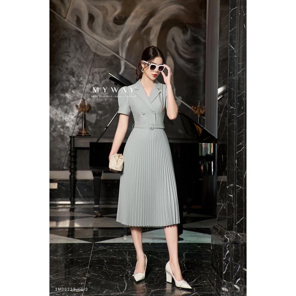 Đầm Nữ Công Sở MY WAY Phối dập Ly Sang Trọng 3MD0239