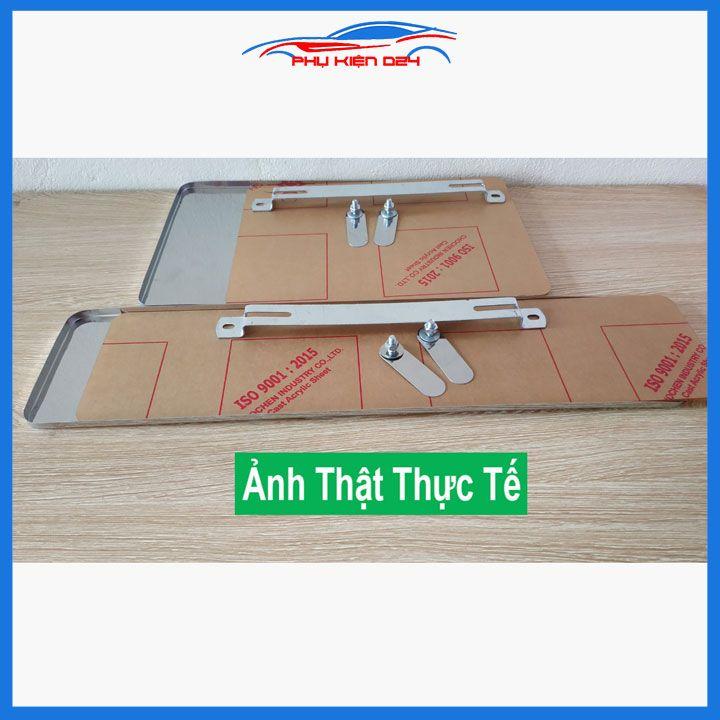 Bộ khung biển số Inox có ốp mica gắn ô tô hai mẫu biển cũ mới