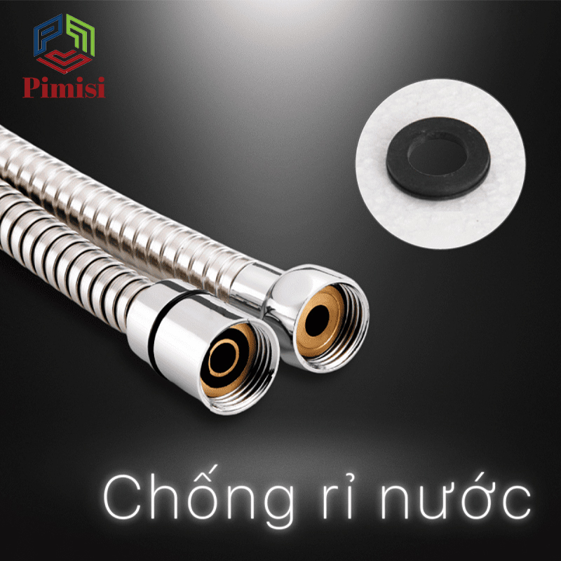 Dây Sen Tắm Của Vòi Tắm Hoa Sen Nóng Lạnh Pimisi Cao Cấp Bằng Inox 304 Với Đầu Dây Làm Từ Đồng Phù hợp Mọi Bát Sen Tắm Và Củ Vòi Sen, Dài 150 cm Chống Xoắn - Chịu Áp - Chịu Nhiệt - Mạ Xi Sáng Bóng - Ống Mềm, Cho Cả Vòi Xịt Nhà Vệ Sinh | Hàng Chính Hãng