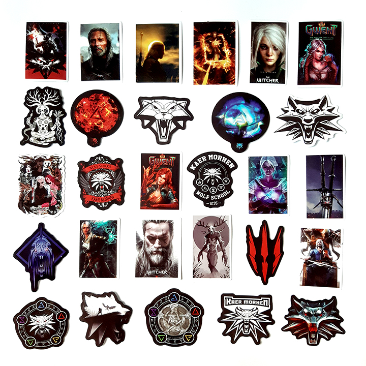 Bộ Sticker dán cao cấp chủ đề THE WITCHER - Dùng dán Xe, dán mũ bảo hiểm, dán Laptop