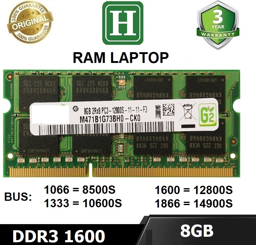 Ram Laptop 8GB DDR3 bus 1600 (12800s) 1.5V ram cho laptop