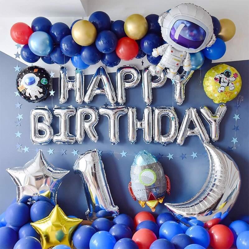 Bộ bong bóng trang trí phi hành gia cho bé happy birthday set PHG11
