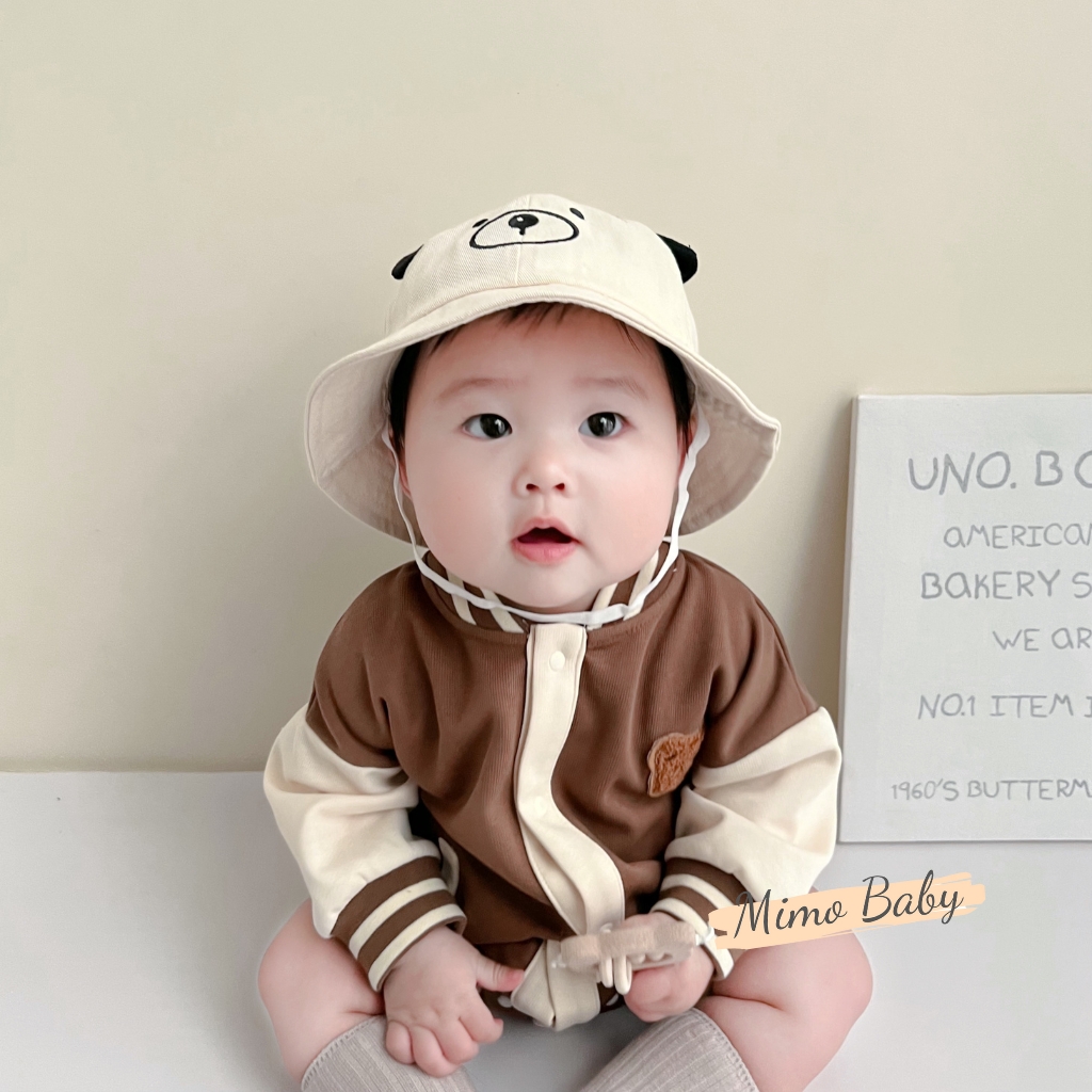 Mũ nón bucket tai bèo vải mềm in hình gấu đáng yêu cho bé MH235 Mimo Baby