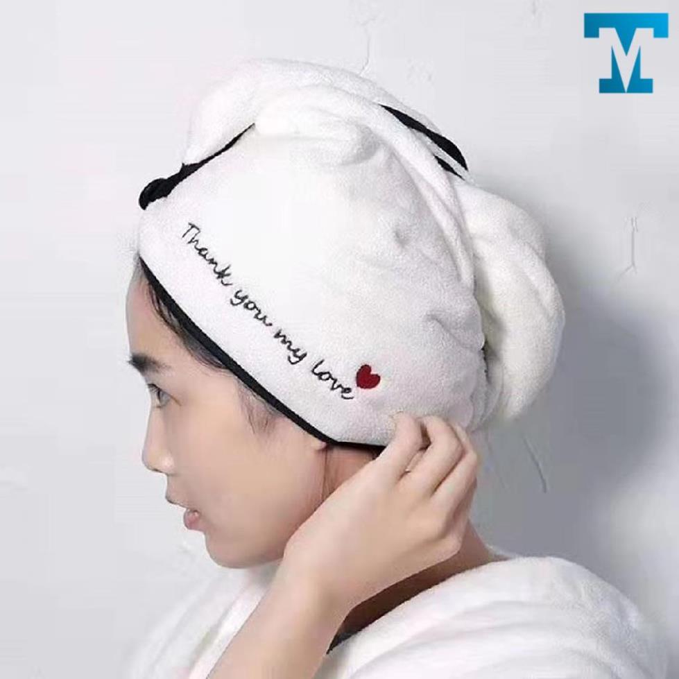 Khăn Quấn Tóc Lau Tóc Siêu Thấm Hút loại có chữ