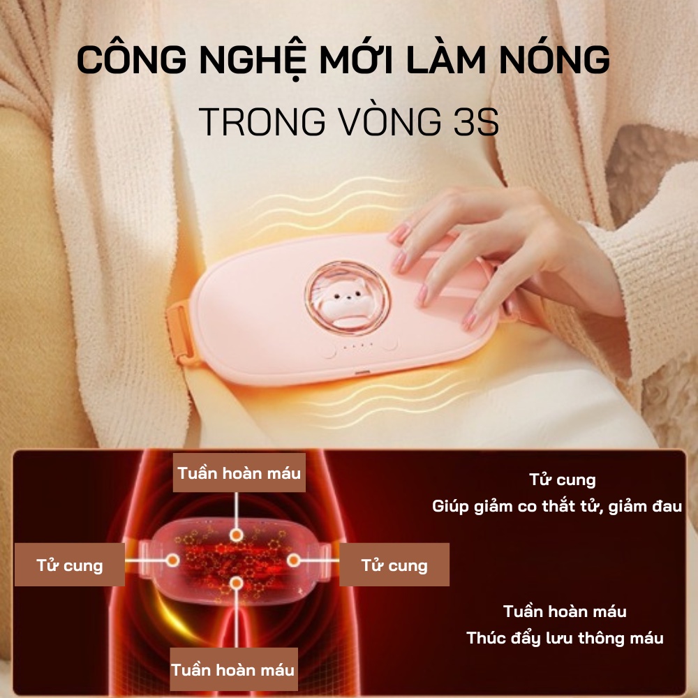 Máy Chườm Ấm Bụng M28 , Đai Chườm Nóng, Massage Giảm Đau Bụng, Đau Lưng Khi Đến Kỳ Kinh Nguyệt Cho Bạn Gái