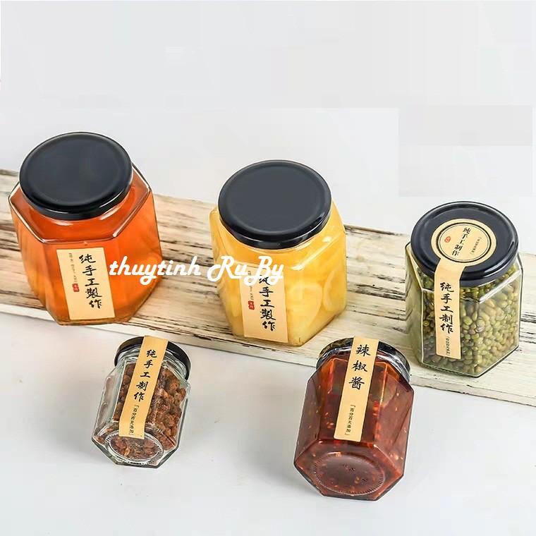 Hũ Lọ thủy tinh đựng thực phẩm lục giác 180ml, Hủ đựng mật ong
