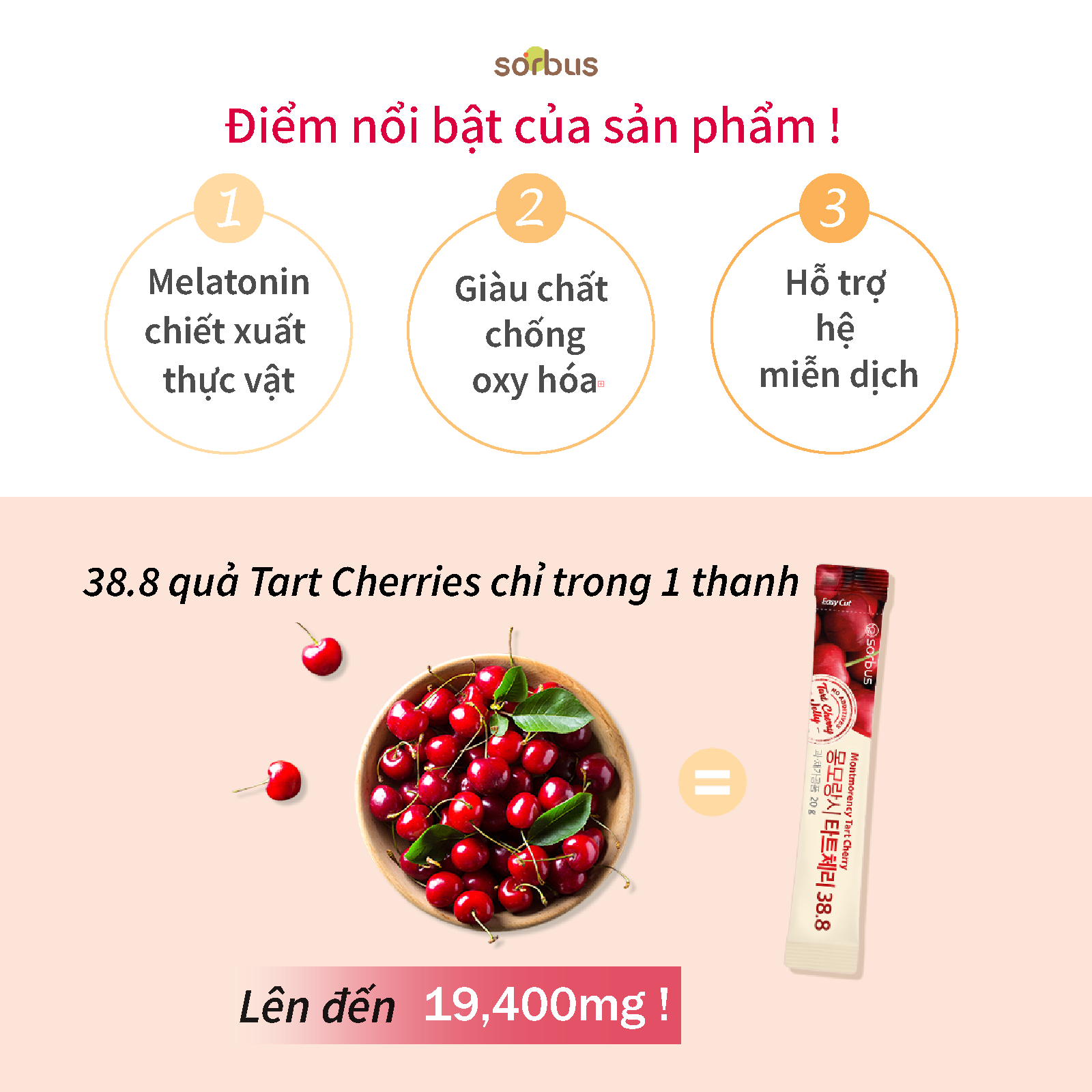 Sorbus Thạch Collagen Montmorency Tart Cherry 38.8 200mg