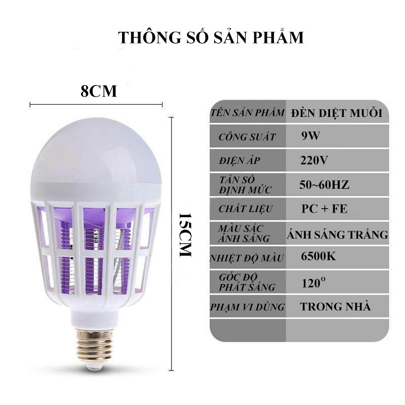 Đèn LED bắt muỗi, bóng đèn gia dụng đuổi muỗi, chống côn trùng, đèn ngủ chiếu sáng tiết kiệm điện, kèm lưới diệt muỗi bảo vệ giấc ngủ trẻ em trong gia đình, công suất 9-15-20W HL144