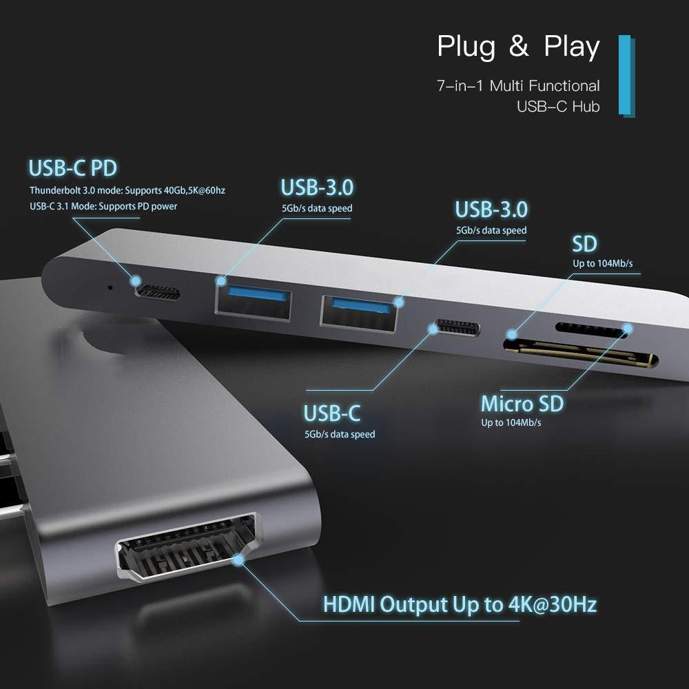 Hub Usb type-c (Thunderbolt 3) ra HDMI, VGA, Ethernet cho Táo Air/ Pro 2020 M1 - Hồ Phạm