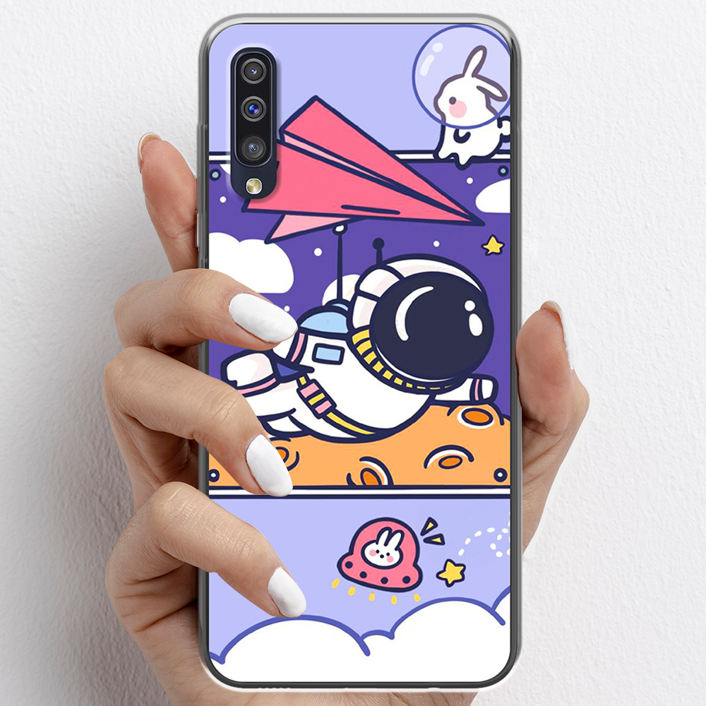 Ốp lưng cho Samsung Galaxy A50, Samsung Galaxy A70 nhựa TPU mẫu Phi hành gia tím