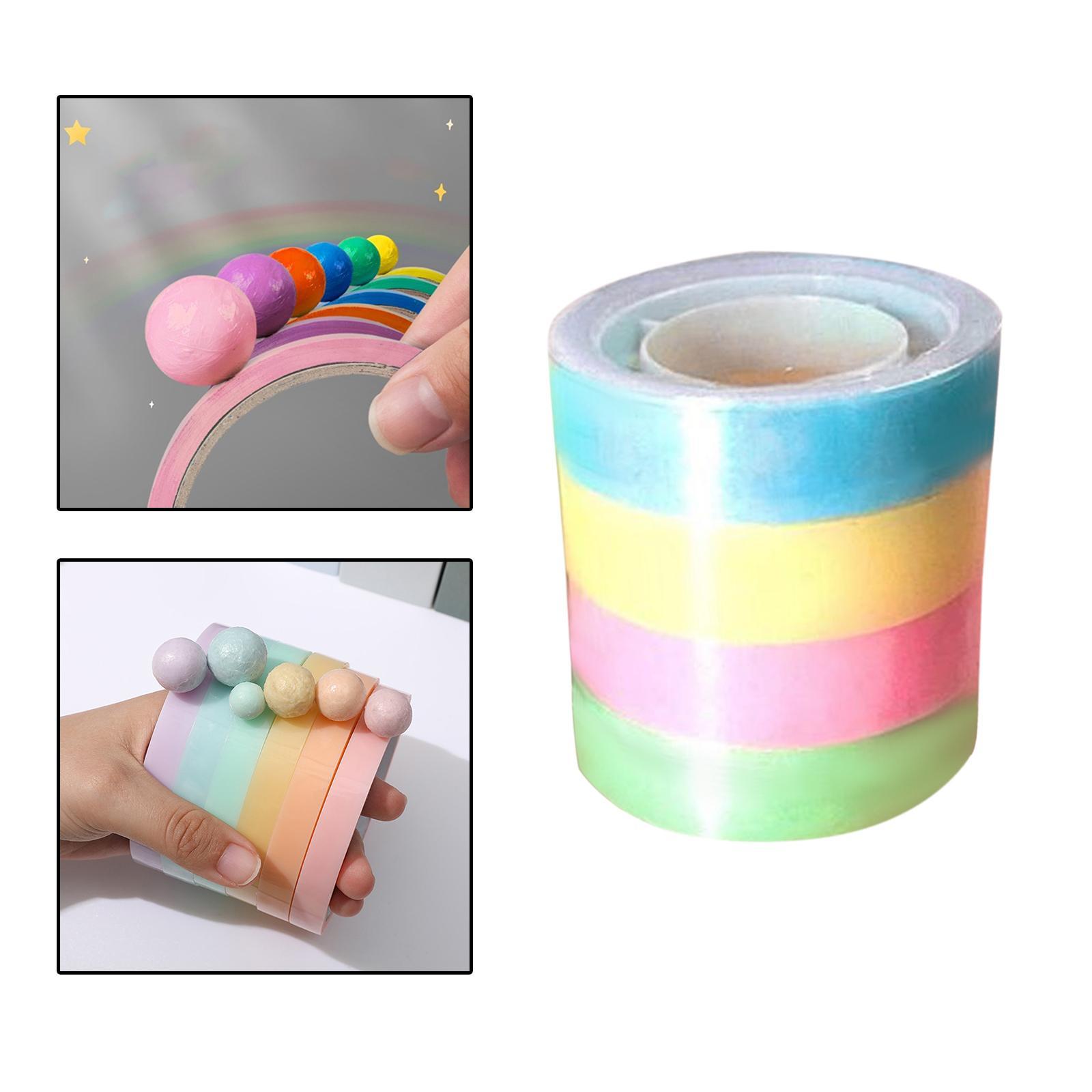 4 Rolls of Sticky Ball Tape, Sticky Ball Rolling Tape, Color Sticky Candy Color Tape for Adult Kids Party