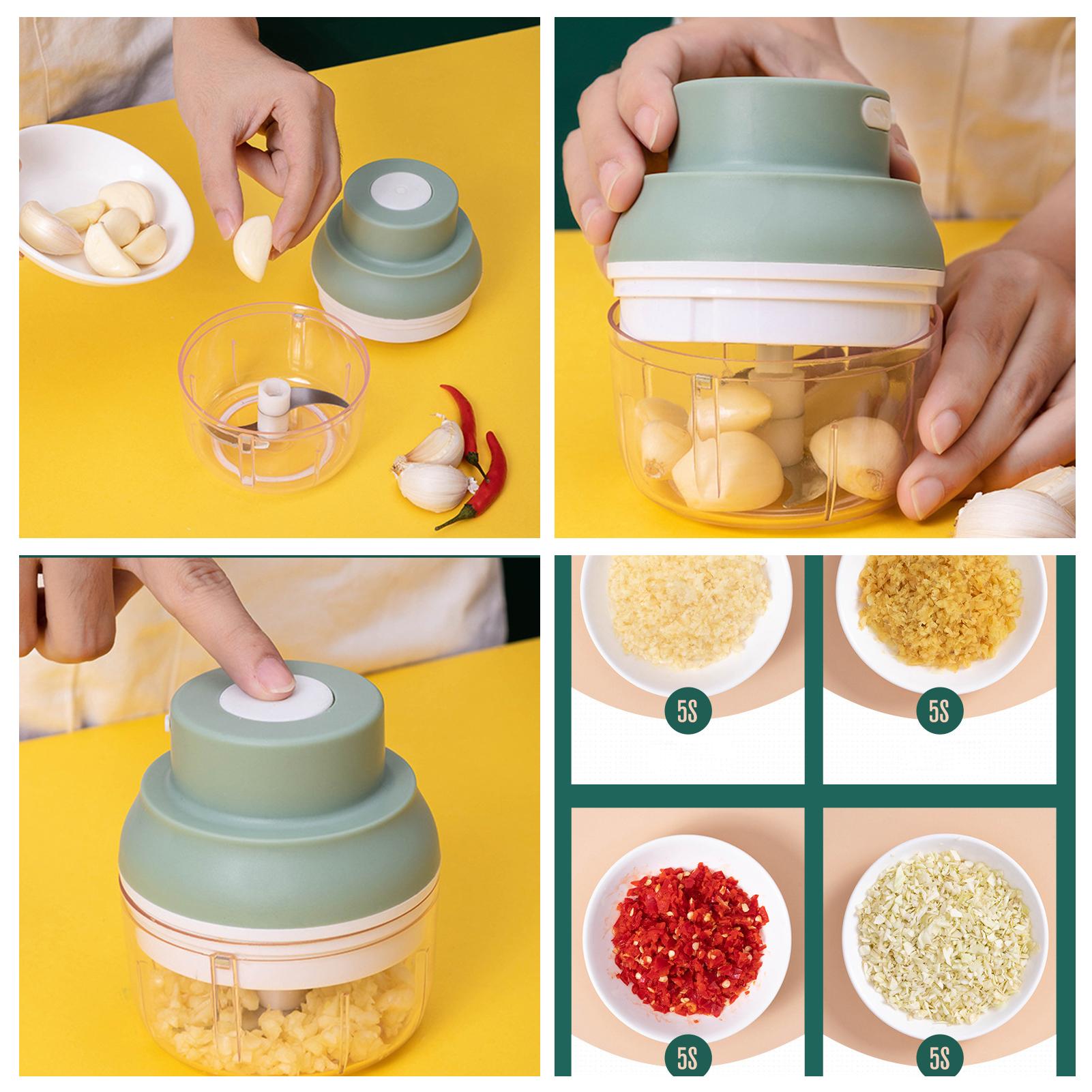 Máy xay tỏi điện mini không dây, băm nhuyễn thực phẩm đa chức năng có cổng sạc USB