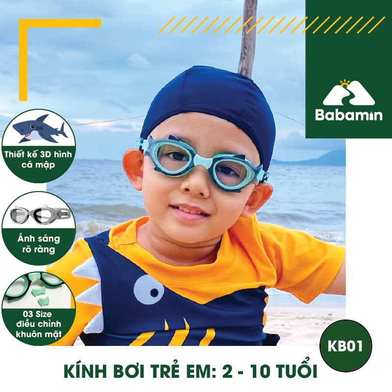 Kính Bơi Trẻ Em 2 Đến 10 Tuổi - Hoạt Hình 3D Baby Shark – Chống Mờ – Babamin – KB01