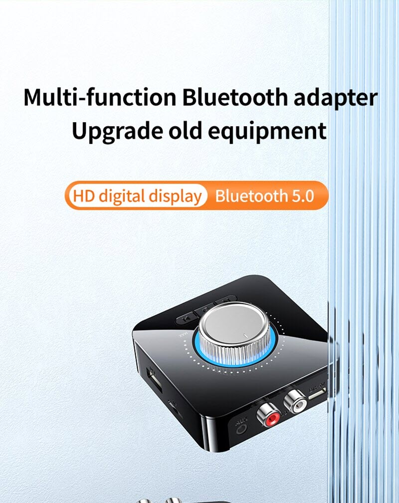Hàng Chính Hãng - Bộ Thu Phát Âm Thanh Bluetooth 5.0 M5 Giao Thức A2DP/AVRCP, Phạm Vi Hoạt Động 10m, Màn Hình LED, Pin Lithium Ion 400mah, Đèn LED, Tích Hợp Micro, Cổng Kết Nối AUX 3.5mm, RCA, USB, TF Hỗ Trợ AUX/RCA/USB/TF - ROGTZ