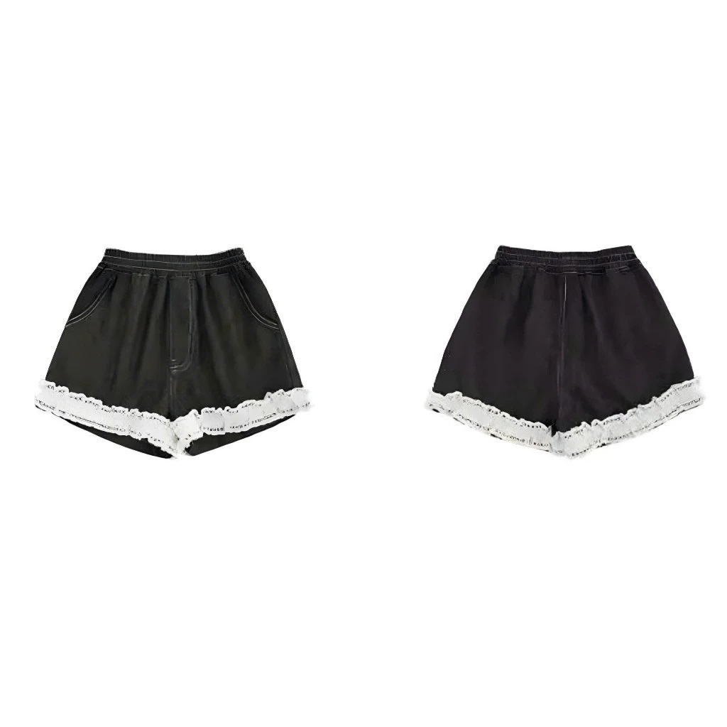 Quần Short Jean Bé Gái Phối Ren Lưng Thun Co Giãn Mềm Mại, Quần Jean Trẻ Em Đi Chơi Dễ Thương Hottrend Từ 12-45kg Dành Cho Bé Gái