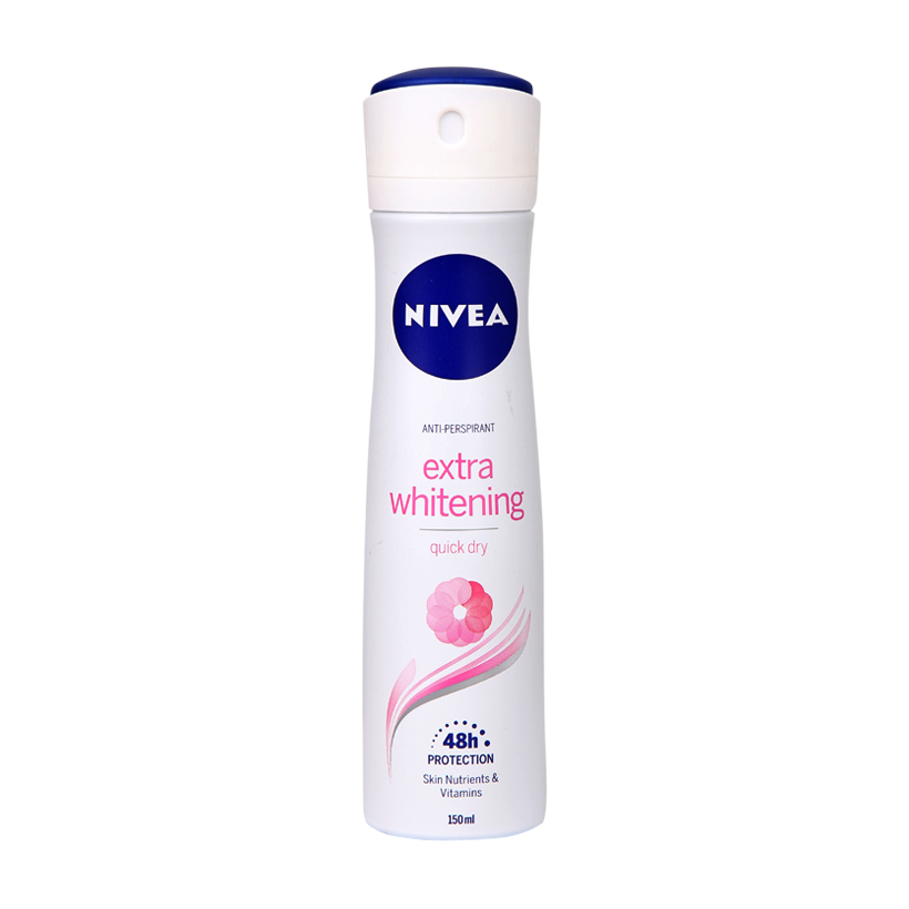 Bộ đôi Lăn ngăn mùi 50ml và Xịt Ngăn Mùi 150ml NIVEA Nữ Extra Whitening Trắng Mịn Mờ Vết Thâm