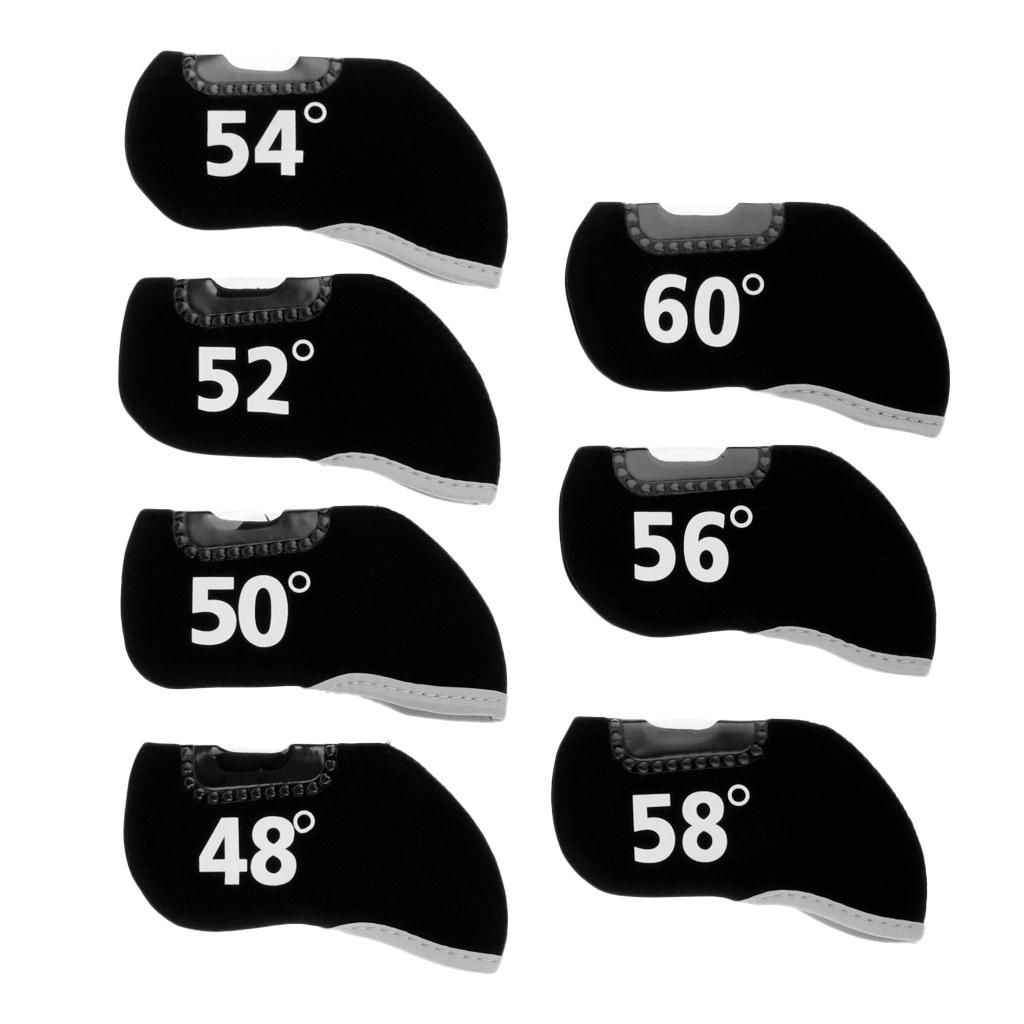 7 Pieces Golf Club Iron Putter Headcover Head Cover Protector Set Black