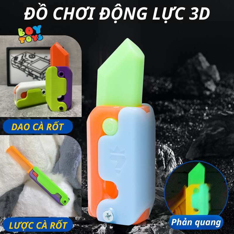 Đồ chơi động lực in 3D, dao cà rốt hoạt hình phản quang, lược cà rốt thần kì giải toả căng thẳng