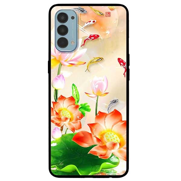 Ốp lưng dành cho Reno 4 mẫu Sen Đỏ Và Koi