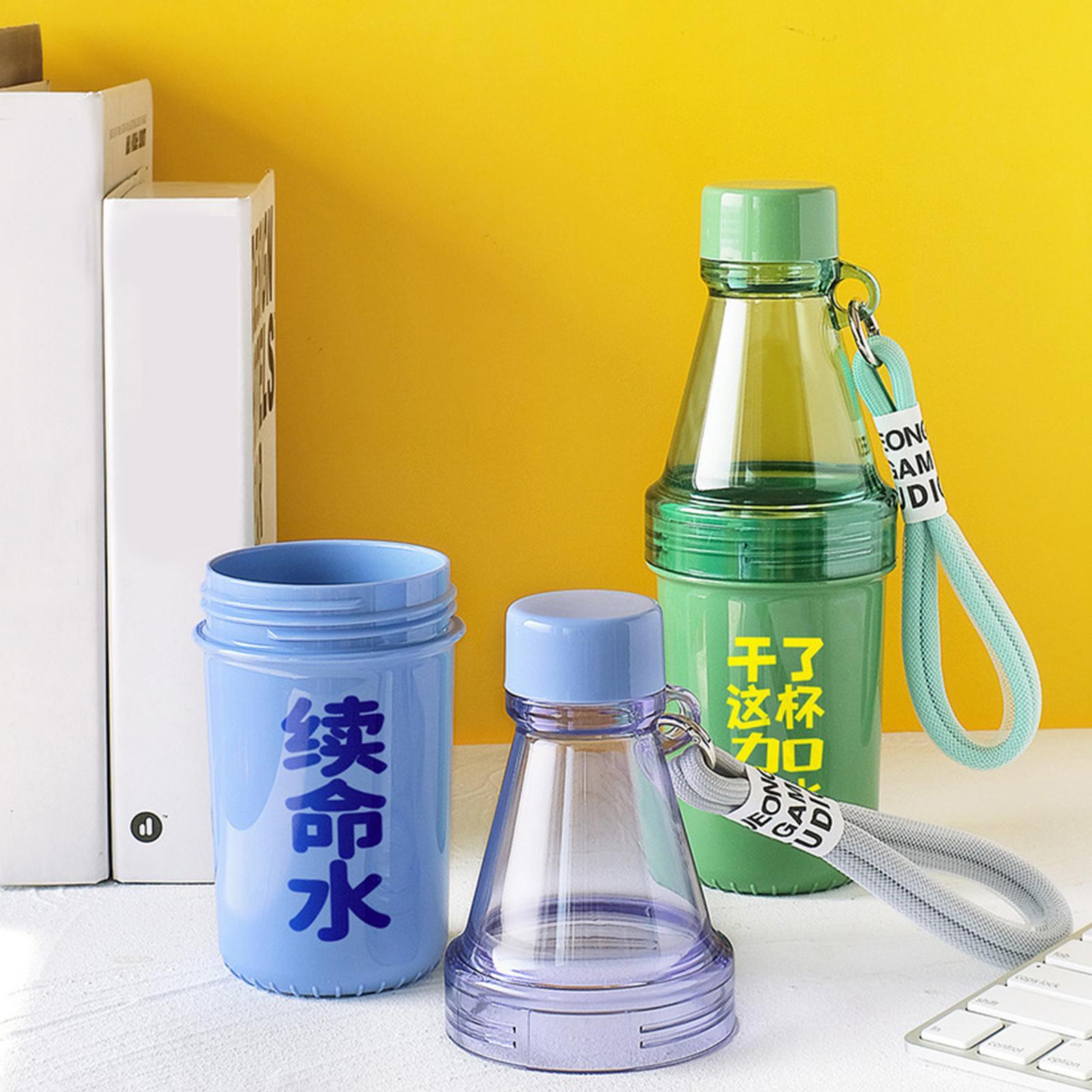 Cold Water Bottle, Sports Bottles, Double Section Cup Drinkware with Sticker with Rope Water Kettle for Girls Boys Cycling Camping Gym