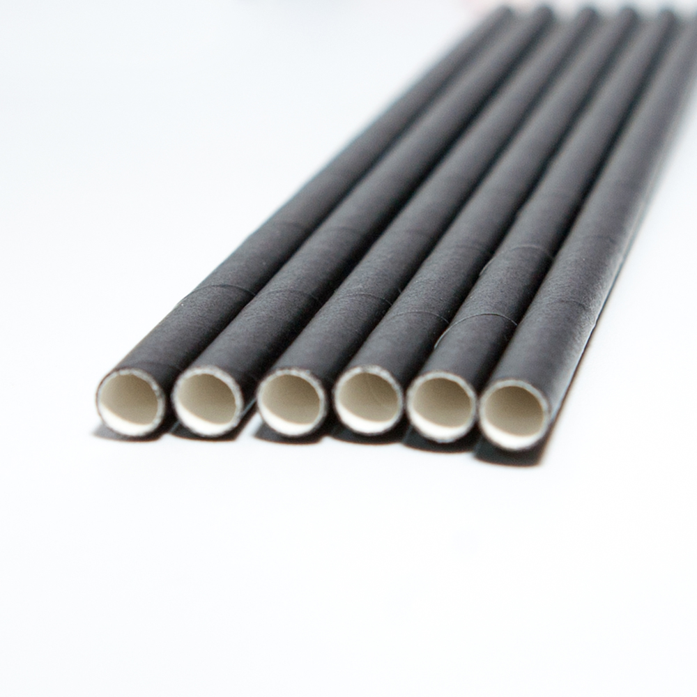 Hộp 200 ống hút giấy màu đen dùng cho cà phê, nước ngọt 197x6mm