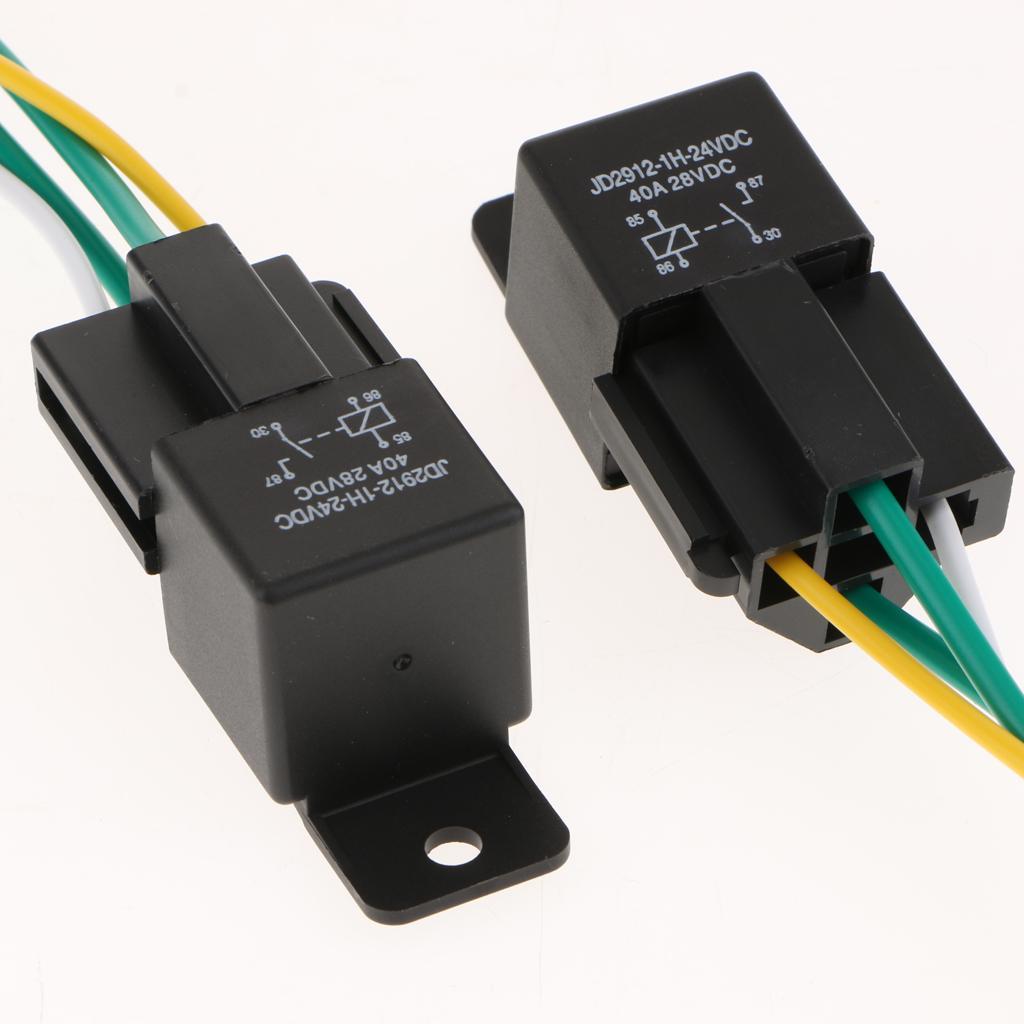 5Pcs 4Pin Relay Socket Harness Base w/ Wires 40A