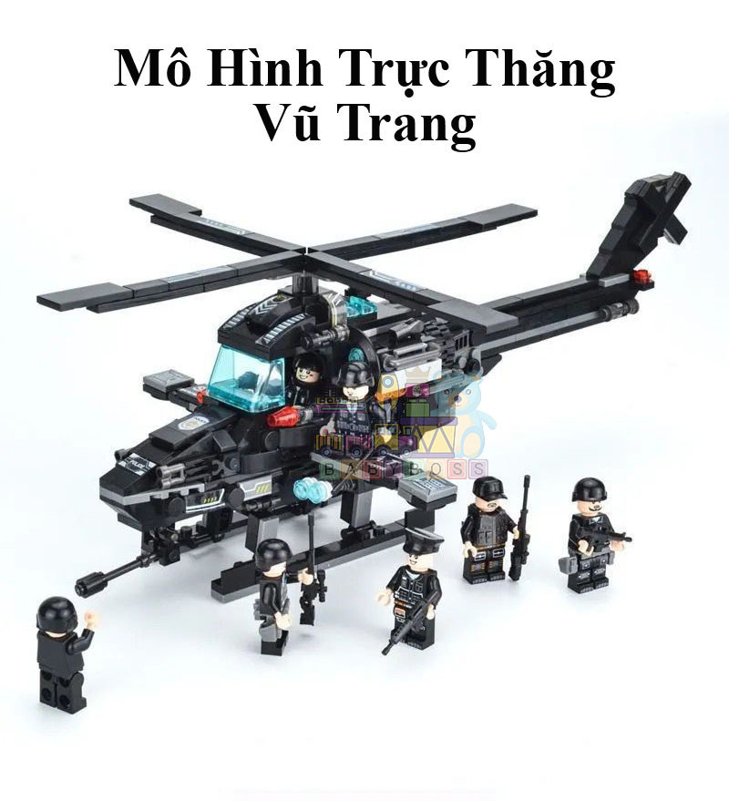 Đồ chơi lắp ráp SWAT 8 trong 3 – Biến hình xe quân sự, robot, trực thăng – 820 chi tiết – 51 mô hình sáng tạo – Quà cho bé trai 6+