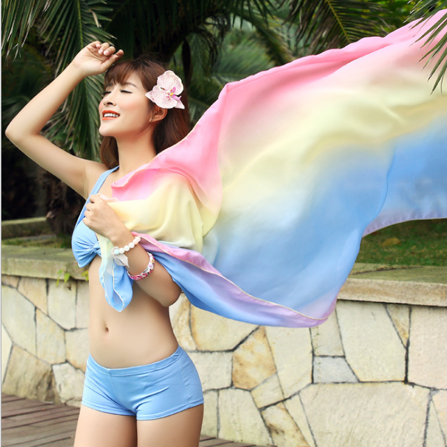 Bikini Hai Mảnh Kèm Khăn Choàng Cầu Vồng ATO06 MayHomes Two-Piece Swimwear With Rainbow Shawl